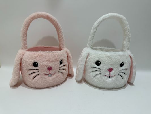 150mm 4&quot; Páscoa Bunny Stuffed Animal Rabbit Plush Toy With Basket do rosa e a branca