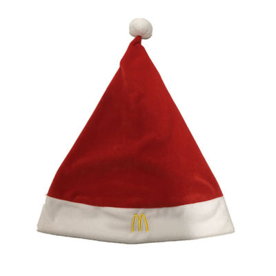 veludo 15.75in vermelho Santa And White Christmas Hat de 0.4M com logotipo de McDonald