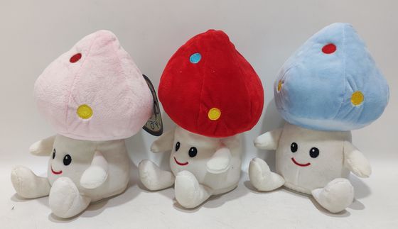 Três discos de cores movendo cogumelos esquerda e direita brinquedo de pelúcia elétrico boneca de conforto macio