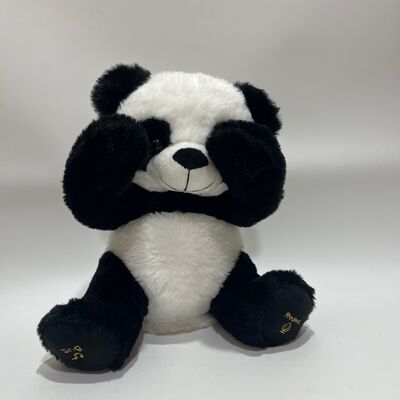 Interativo Peek-a-Boo Panda brinquedo de pelúcia com função de repetição e música