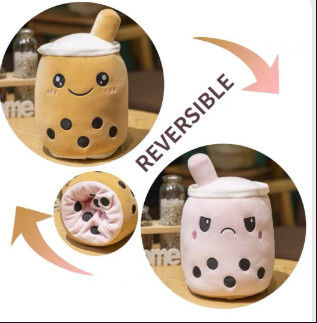 Logotipo personalizado de dois lados de cor reversível de chá de leite brinquedo de peluche
