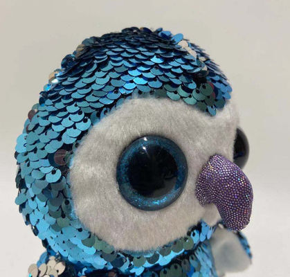 Gravação de voz e repetição Plush Flip Sequin Pinguim Toy
