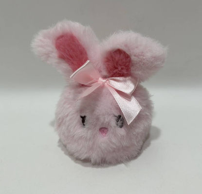 100% de algodão, bola de estresse e animal de pelúcia, brinquedo de coelho rosa com chaveiro