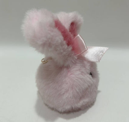 100% de algodão, bola de estresse e animal de pelúcia, brinquedo de coelho rosa com chaveiro