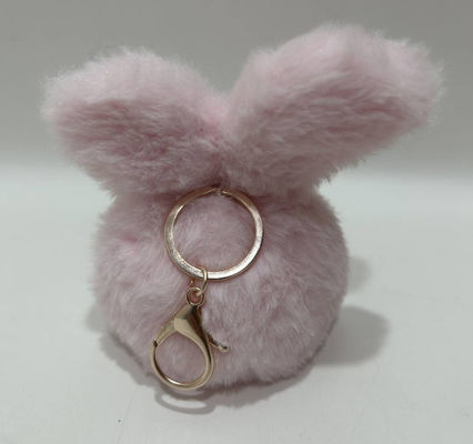 100% de algodão, bola de estresse e animal de pelúcia, brinquedo de coelho rosa com chaveiro