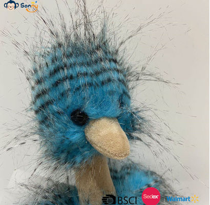 Fabrica OEM Varejo a Distribuição Personalizada Pavo Azul Fluff Avestruz Brinquedos Plush Animal Recheado