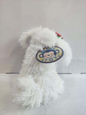 Cachorro Branco Dançarino e Cantor com flores e sinos na cabeça, brinquedo infantil, presente para o dia das crianças