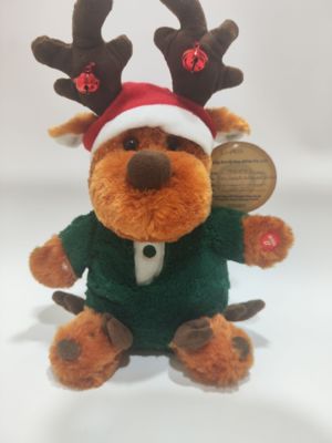 Presente de Natal para Crianças, Rena Engraçada com Pé Tremendo e Brinquedo de Pelúcia Cantante, Brinquedo Eletrônico