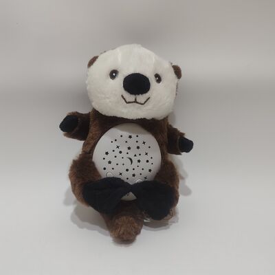 Brinquedo projetor de luz Plush Otter musical