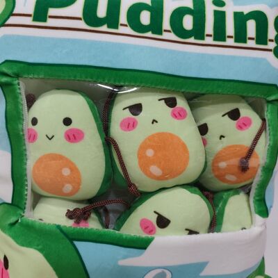 Almofada de Pudim de Abacate em PVC Transparente com Fofo Recheio de Abacate