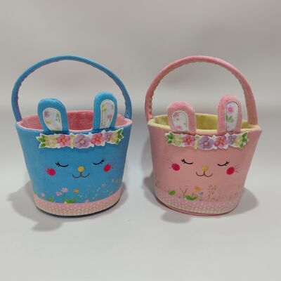 Pelúcia de Cesta de Coelho da Páscoa Dupla Face, Macia e Colorida, Coleção de Presentes de Feriado