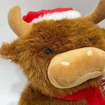 Pelúcia de Vaca das Terras Altas Cantante e Dançante de Natal, Animal de Pelúcia Musical Animado, Boneca de Vaca das Terras Altas de Natal