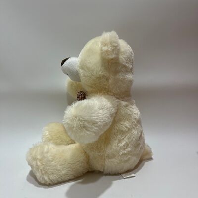 Urso de Pelúcia Creme Cantante e Bate-Palmas Interativo Urso Musical Clássico Animal de Pelúcia com Gravata Borboleta Xadrez