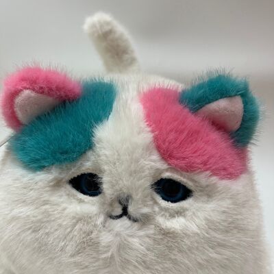 Cegueira Murmuração Gato Fluffy Plush Brinquedo Minho Interativo Gatinho Rosa Teal Companheiro de alívio do estresse de cabelo longo