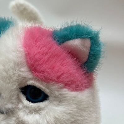 Cegueira Murmuração Gato Fluffy Plush Brinquedo Minho Interativo Gatinho Rosa Teal Companheiro de alívio do estresse de cabelo longo