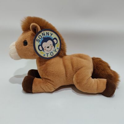 Brinquedo de Cavalo Marrom Macio e Fofo, Animal de Pelúcia Fofo e Realista