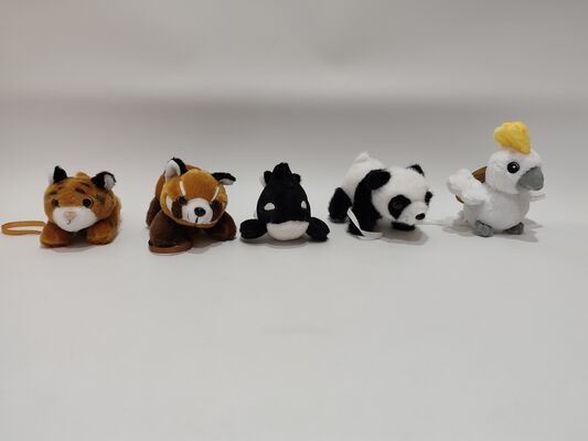 Conjunto de 5 animais de pelúcia magnéticos para ombro, fofos e interativos