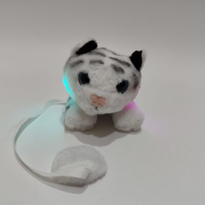 Pelúcia de Ombro Tigre Branco Magnético Luminoso com Função Brilhante