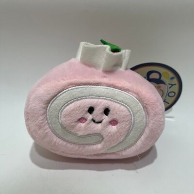 Pelúcia Rolo Suíço de Morango Brinquedo Fofo Rosa Creme Rolo Almofada Doce Sobremesa Recheada