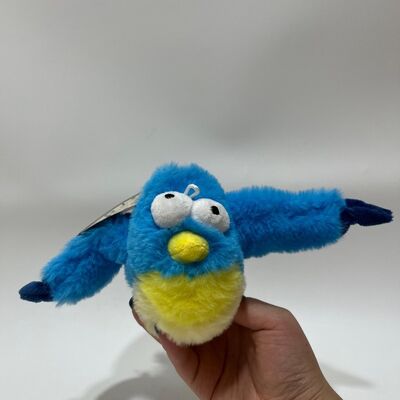 Brinquedo de Pelúcia de Pássaro Azul Gordinho com Som Aperte para Cantar Engraçado Pássaro de Pelúcia Brinquedo Interativo de Alívio de Estresse